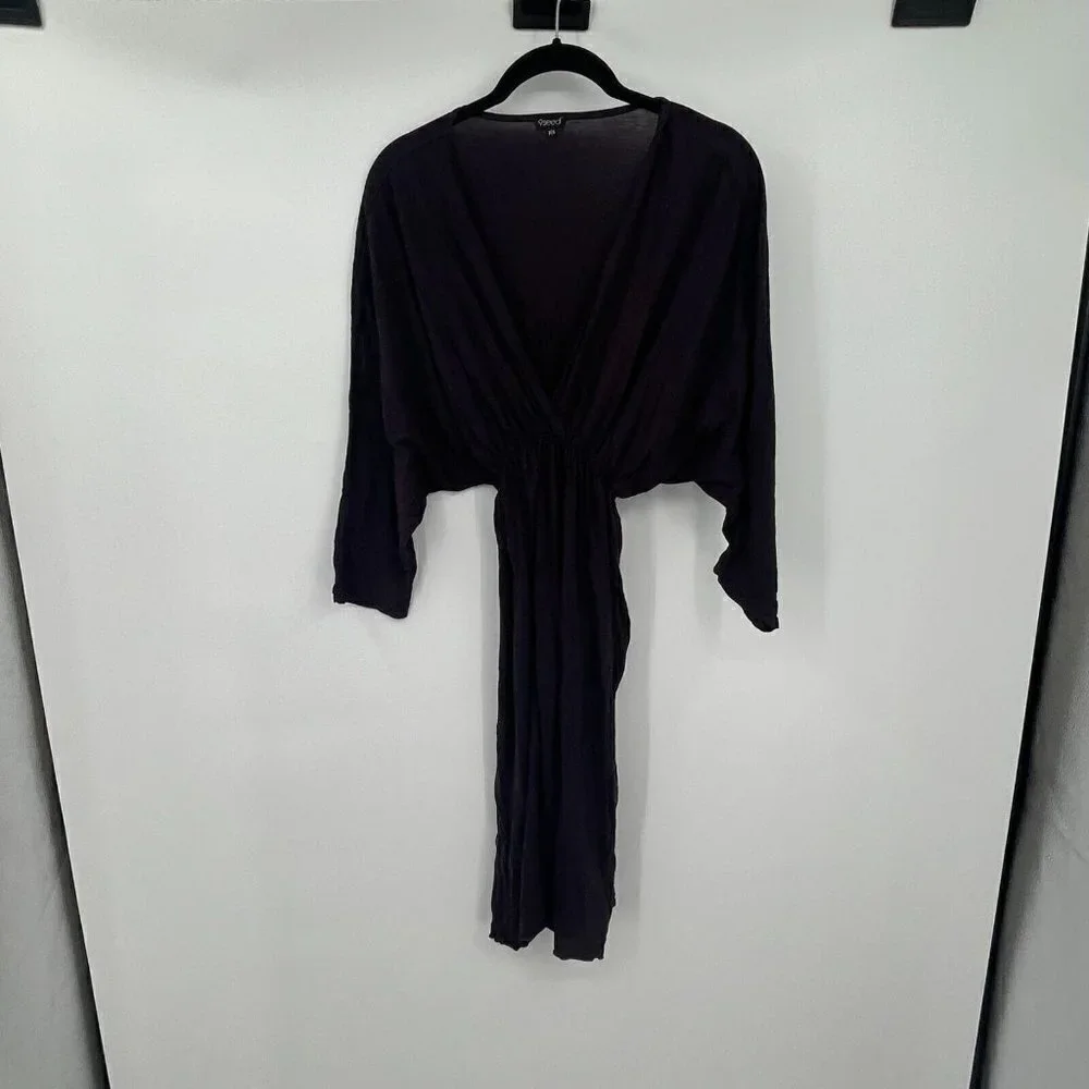 9Seed Womens Dress Small V Neck Purple Stretch Pullover Batwing Kimono Knit USA